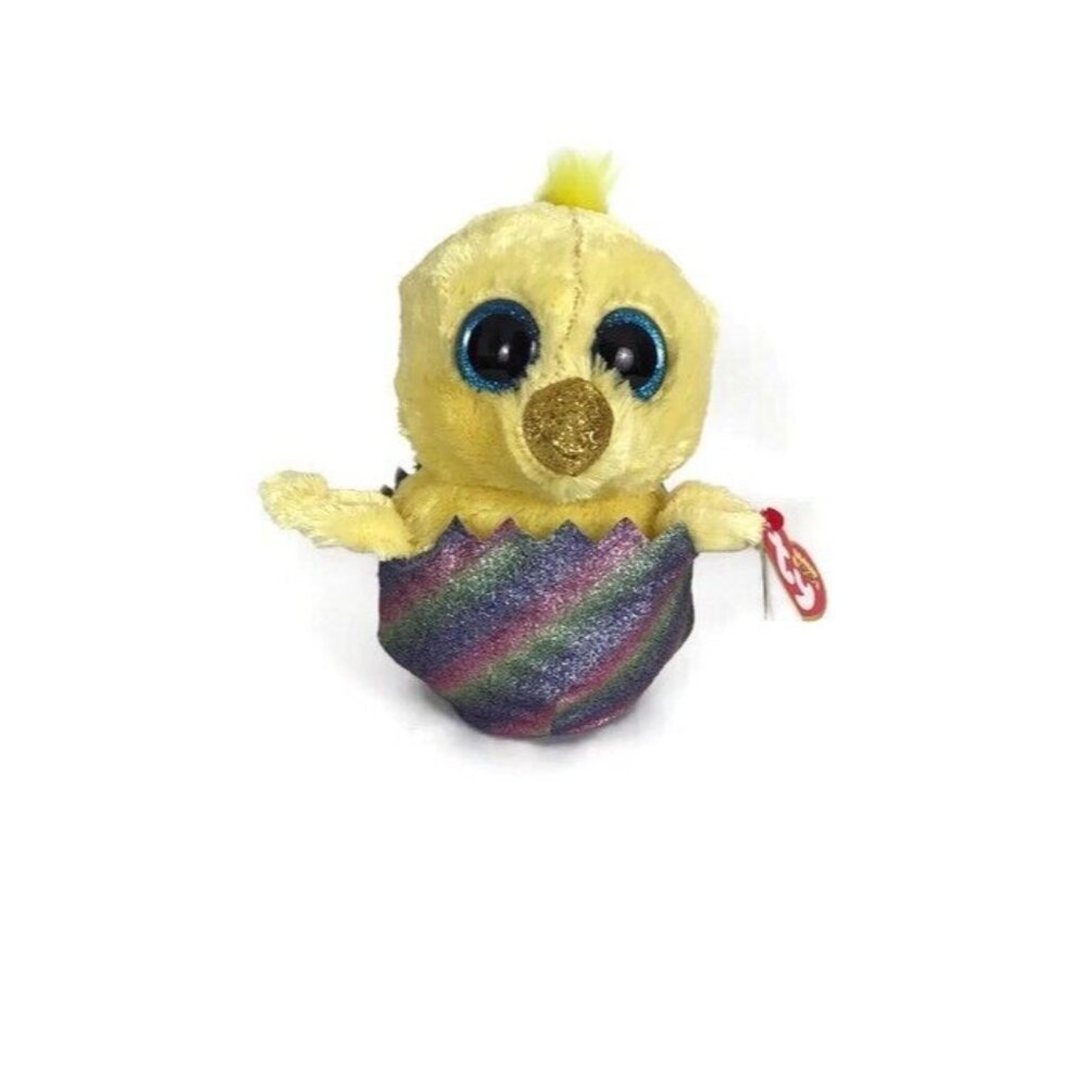 Ty Beanie Plush Stuffed Chicken Easter Egg Yellow Pink Glitter Toy Holiday Gift